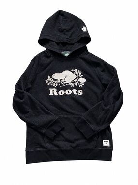 Roots Black Hoodie with White Beaver Logo